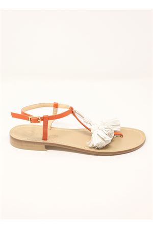 sandali donna con nappine bianche Da Costanzo | NAPPINEGRARANCIOBIANCO